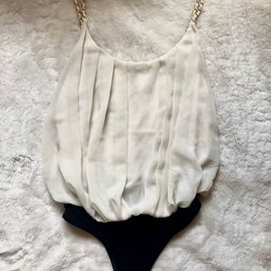 Gold chain strap body suit one piece